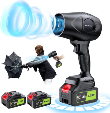 Aixiqee Cordless Electric Leaf Blower – 300,000 RPM, includes two 4.0Ah batteries and a charger. Suitable for yard cleaning and lawn care; lightweight and capable of clearing away fallen leaves and dust.