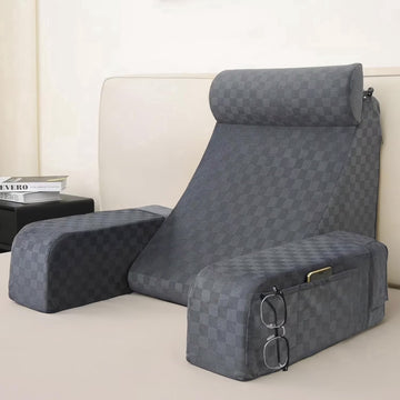 Aixiqee 19-Inch Adult Reading Pillow – 45° Wedge Back-Support Chair with Extra-Large Side Pocket; Perfect for Working, Gaming, Watching TV, Relaxing, or Recovery